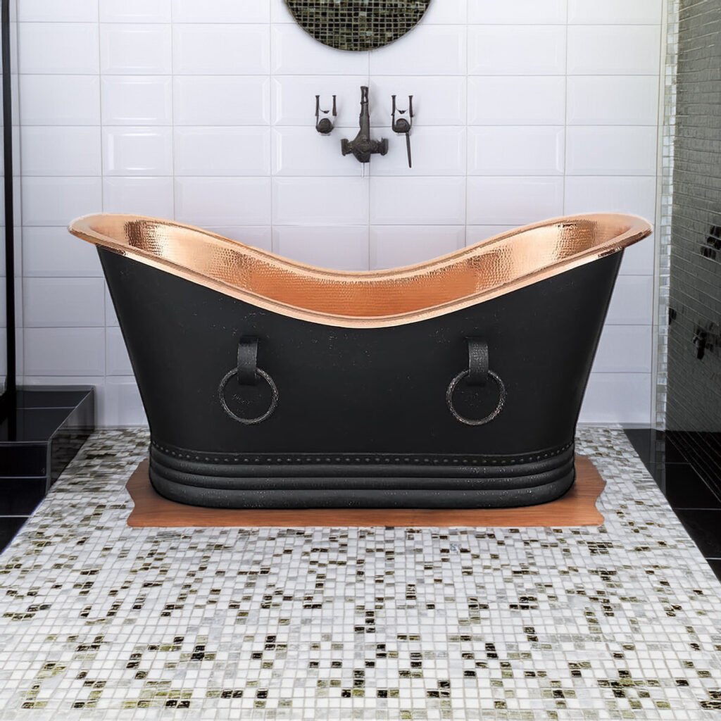 Copper Bathroom Bathtub Black & Natural finish luxurious bathing fixture known for its elegant shape and timeless appeal